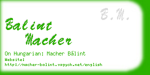 balint macher business card